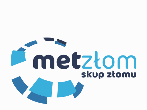 Logo marki Metzłom przedstawiające metalowe zwoje i napis "Metzłom Skup Złomu"